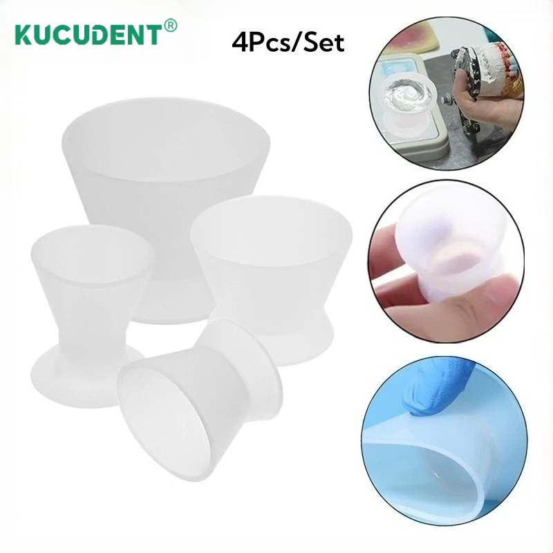 Teeth Whitening Kit - 4Pcs/Set Cangkir Pencampur Silikon Gigi, Mangkuk